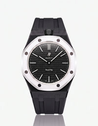 Black premium rubber strap and adapter case for the Audemars Piguet x Swatch Royal Pop