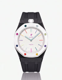 White rubber strap and adapter case for the Audemars Piguet x Swatch Royal Pop Huit Blanc