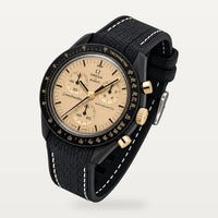 Bracelet caoutchouc noir texturé à surpiqûres blanches pour Omega x Swatch MoonSwatch Mission to the Moon 1969