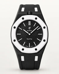 Two-tone strap and case for the AP x Swatch Royal Pop Ocho Negro, front view | WatchCollab