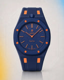 Two-tone rubber strap for Audemars Piguet x Swatch Royal Pop Orenji Hachi, front view