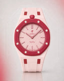 Two-tone strap and case for the AP x Swatch Royal Pop Otto Rosso, front view | WatchCollab
