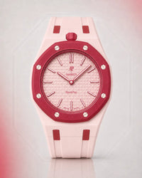 Two-tone rubber strap for Audemars Piguet x Swatch Royal Pop Otto Rosso, front view