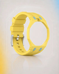 Two-tone strap and case for the AP x Swatch Royal Pop Blaue Acht, shown on its own | WatchCollab