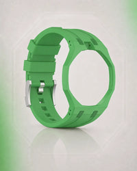 Two-tone strap and case for the AP x Swatch Royal Pop Green Eight, shown on its own | WatchCollab