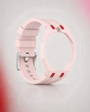 Two-tone rubber strap and case for Audemars Piguet x Swatch Royal Pop Otto Rosso, shown on its own