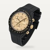 Bracelet caoutchouc noir lisse à boucle noire pour Omega x Swatch MoonSwatch Mission to the Moon 1969