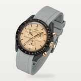 Bracelet caoutchouc gris clair lisse pour Omega x Swatch MoonSwatch Mission to the Moon 1969