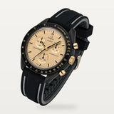 Bracelet caoutchouc noir à deux bandes grises pour Omega x Swatch MoonSwatch Mission to the Moon 1969