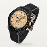 Bracelet caoutchouc noir et gris texturé à boucle déployante pour Omega x Swatch MoonSwatch Mission to the Moon 1969