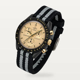 Bracelet NATO à rayures noires et grises pour Omega x Swatch MoonSwatch Mission to the Moon 1969
