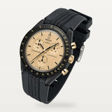 Bracelet caoutchouc noir sculpté design pour Omega x Swatch MoonSwatch Mission to the Moon 1969