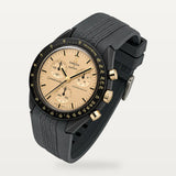 Bracelet caoutchouc gris foncé sculpté design pour Omega x Swatch MoonSwatch Mission to the Moon 1969
