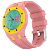Two-tone rubber strap for Royal Pop Otto Rosso - Pink / Yellow
