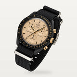 Bracelet NATO noir à passants argentés pour Omega x Swatch MoonSwatch Mission to the Moon 1969
