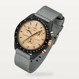 Bracelet NATO gris argent nervuré pour Omega x Swatch MoonSwatch Mission to the Moon 1969