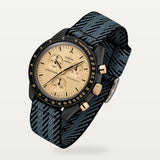 Bracelet NATO à motif noir et bleu grisé pour Omega x Swatch MoonSwatch Mission to the Moon 1969