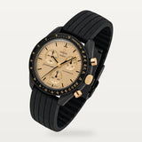 Bracelet caoutchouc noir nervuré pour Omega x Swatch MoonSwatch Mission to the Moon 1969