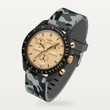 Bracelet caoutchouc camouflage gris et noir pour Omega x Swatch MoonSwatch Mission to the Moon 1969