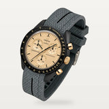 Bracelet caoutchouc gris texturé à bande centrale noire pour Omega x Swatch MoonSwatch Mission to the Moon 1969