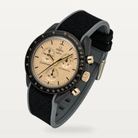 Bracelet caoutchouc bicolore noir et gris pour Omega x Swatch MoonSwatch Mission to the Moon 1969