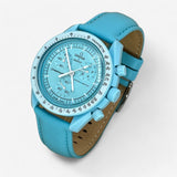 Plain genuine leather MoonSwatch strap for the Omega x Swatch