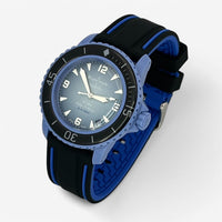 Two-band rubber Blancpain x Swatch strap for the Scuba Fifty Fathoms