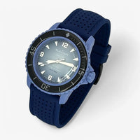Perforated rubber Blancpain x Swatch strap for the Scuba Fifty Fathoms
