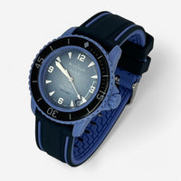 Two-band rubber Blancpain x Swatch strap for the Scuba Fifty Fathoms