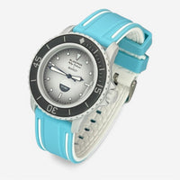 Two-band rubber Blancpain x Swatch strap for the Scuba Fifty Fathoms