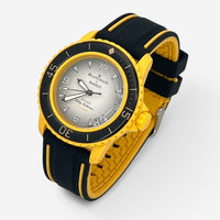 Two-band rubber Blancpain x Swatch strap for the Scuba Fifty Fathoms