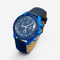 Plain genuine leather MoonSwatch strap for the Omega x Swatch