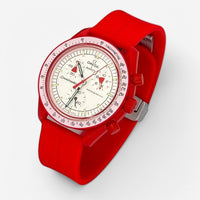 Grooved quick-release rubber MoonSwatch strap for the Omega x Swatch