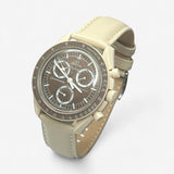 Plain genuine leather MoonSwatch strap for the Omega x Swatch