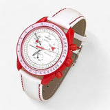 Plain genuine leather MoonSwatch strap for the Omega x Swatch