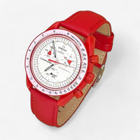 Plain genuine leather MoonSwatch strap for the Omega x Swatch