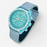 Light genuine leather MoonSwatch strap for the Omega x Swatch