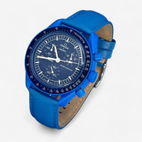 Plain genuine leather MoonSwatch strap for the Omega x Swatch