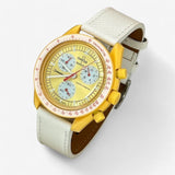 Textured genuine leather MoonSwatch strap for the Omega x Swatch