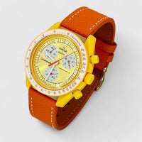 Textured genuine leather MoonSwatch strap for the Omega x Swatch