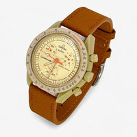 Textured genuine leather MoonSwatch strap for the Omega x Swatch