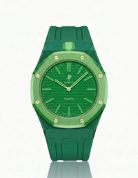 Green rubber strap and case for Audemars Piguet x Swatch Royal Pop Green Eight | WatchCollab