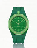 Green rubber strap and case for Audemars Piguet x Swatch Royal Pop Green Eight | WatchCollab