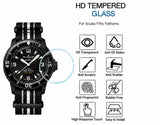 HD tempered glass screen protector fitted on a Blancpain x Swatch Scuba Fifty Fathoms, 9H anti-scratch crystal protection
