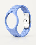 Keramikarmband in Hellblau mit achteckigem Gehäuse für die AP x Swatch Royal Pop Blaue Acht, einzeln abgebildet | WatchCollab