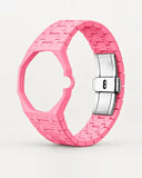 Pink ceramic bracelet and octagonal case for the AP x Swatch Royal Pop, shown on its own | WatchCollab