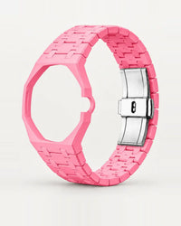 Keramikarmband in Rosa mit achteckigem Gehäuse für die AP x Swatch Royal Pop, einzeln abgebildet | WatchCollab