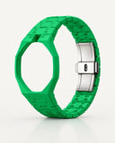 Green ceramic bracelet and octagonal case for the AP x Swatch Royal Pop, shown on its own | WatchCollab