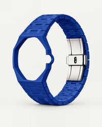 Keramikarmband in Königsblau mit achteckigem Gehäuse für die AP x Swatch Royal Pop, einzeln abgebildet | WatchCollab