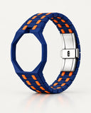 Keramikarmband in Blau-Orange mit achteckigem Gehäuse für die AP x Swatch Royal Pop, einzeln abgebildet | WatchCollab